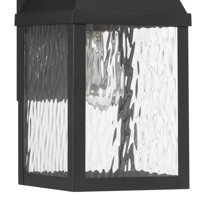 Glencrest 18-inch 1-light Textured Black Exterior Wall Sconce with Clear Water Glass