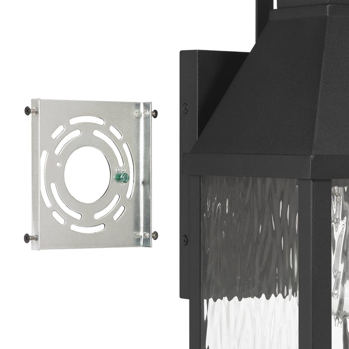Glencrest 18-inch 1-light Textured Black Exterior Wall Sconce with Clear Water Glass