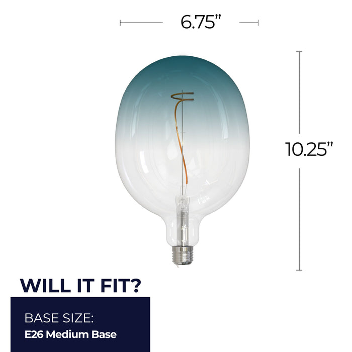 Gradient C53 4.5W Dimmable Blue Filament LED Light Bulb with E26 Base, 3000K, 200 Lumens