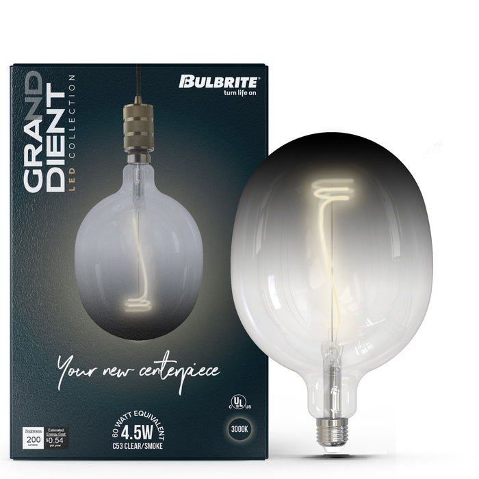 Gradient C53 4.5W Dimmable Clear/Smoke Filament LED Light Bulb with E26 Base, 3000K, 200 Lumens