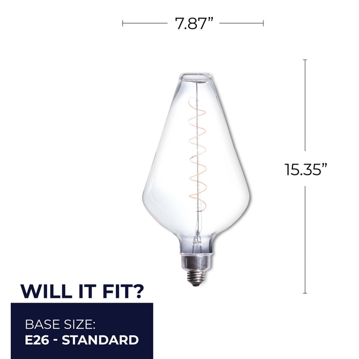 Grands DIA 4W Dimmable Clear Filament LED Light Bulb with E26 Base, 2200K, 190 Lumens