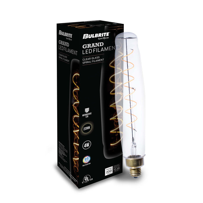 Grands ET25 4W Dimmable Clear Filament LED Light Bulb with E26 Base, 2200K, 190 Lumens