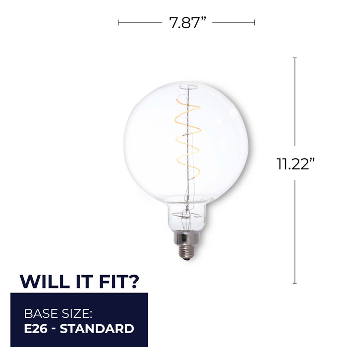 Grands G63 4W Dimmable Clear Filament LED Light Bulb with E26 Base, 2200K, 190 Lumens
