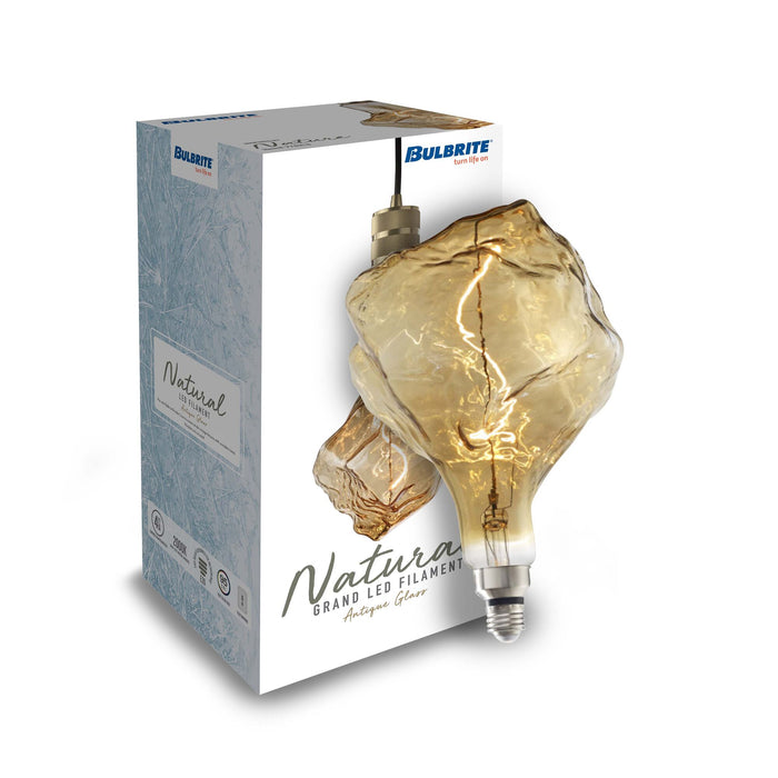 Grands ICEBERG 4W Dimmable Amber Filament LED Light Bulb with E26 Base, 2000K, 180 Lumens