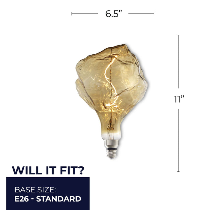 Grands ICEBERG 4W Dimmable Amber Filament LED Light Bulb with E26 Base, 2000K, 180 Lumens