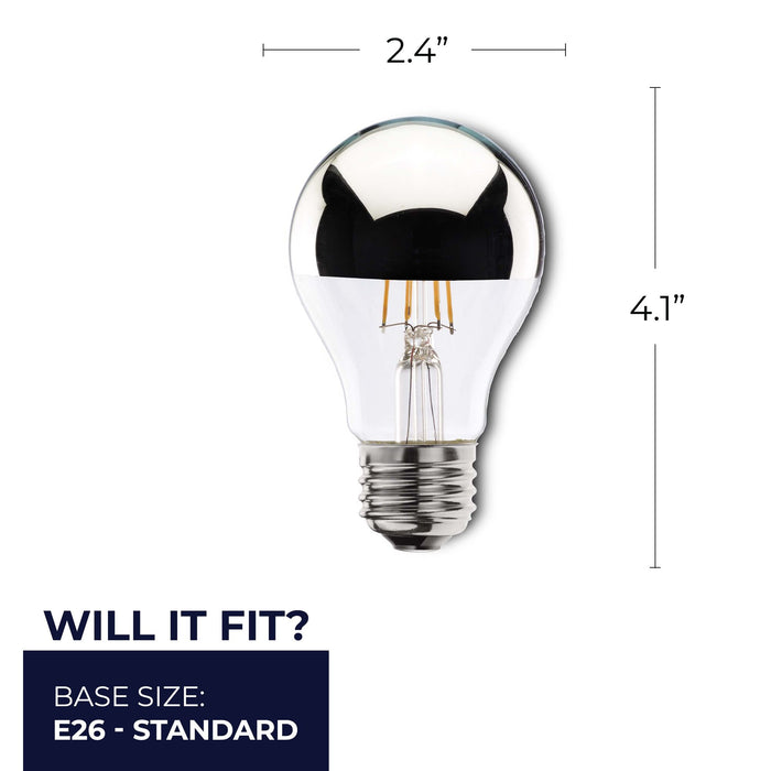 Half Series A19 4.5W Dimmable White Filament LED Light Bulb with E26 Base, 2700K, 360 Lumens, 2-Pack