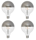Half Series Designer G40 6W Dimmable Half Chrome Filament LED Light Bulb with E26 Base, 2700K, 500 Lumens, 4-Pack