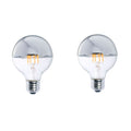 Half Series G25 5W Dimmable Half Chrome Filament LED Light Bulb with E26 Base, 2700K, 450 Lumens, 2-Pack