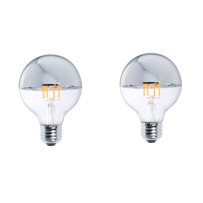 Half Series G25 5W Dimmable Half Chrome Filament LED Light Bulb with E26 Base, 2700K, 450 Lumens, 2-Pack