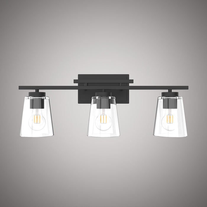 3 Lights Iris 24-in Vanity Light Black  Dimmable 180W