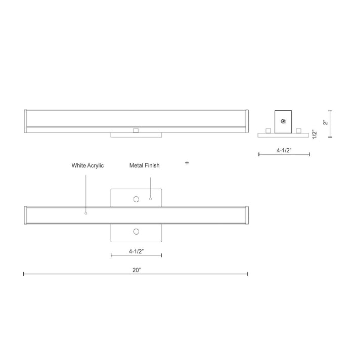 Jane-Slim 20-in Aluminum Vanity Light