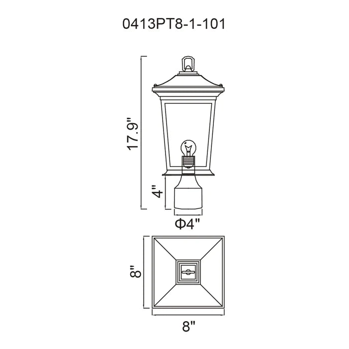 Leawood Outdoor Lantern Heads Black 1 Light