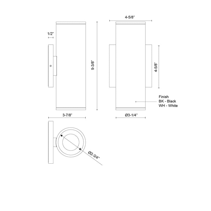 Lorna 9-in (3-in Dia.) Aluminum Up & Down Wall Sconce