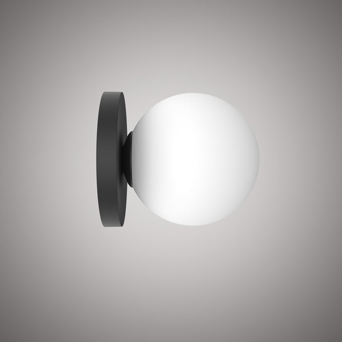 Matte Black Orbit Wall Sconce  Opal Glass Dimmable
