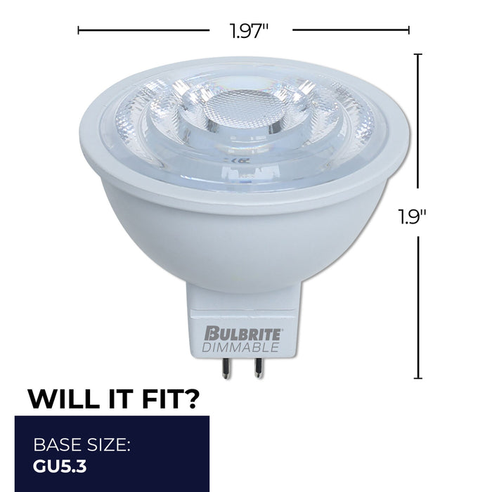MR16 Dimmable White LED Light Bulb with GU5.3 Base, 2700K, 570 Lumens, 4-Pack