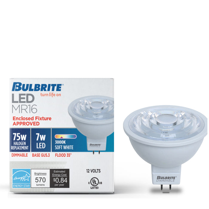 MR16 Dimmable White LED Light Bulb with GU5.3 Base, 3000K, 570 Lumens, 2-Pack