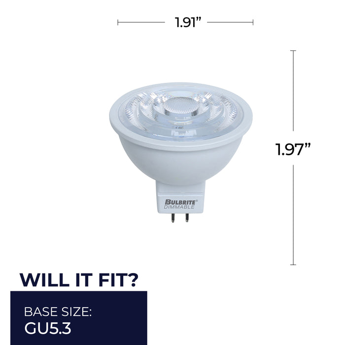 MR16 Dimmable White LED Light Bulb with GU5.3 Base, 3000K, 570 Lumens, 4-Pack