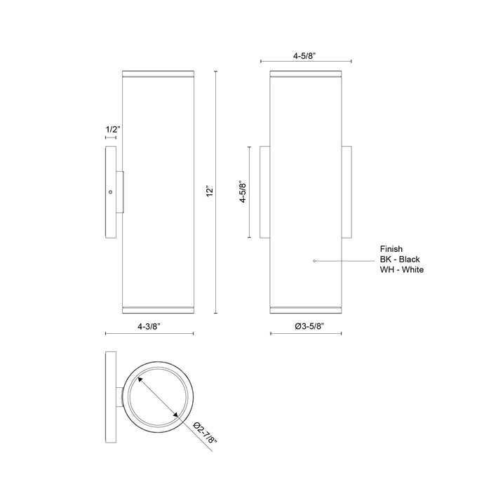 Nordic 12-in (3-in Dia.) Aluminum Outdoor Wall Light