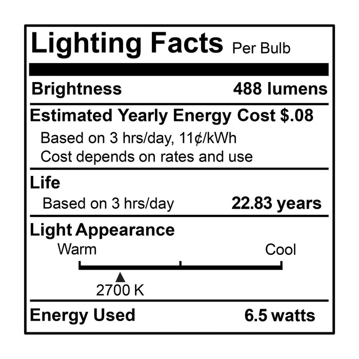 PAR20 6.5W Dimmable LED Light Bulb with E26 Base, 2700K, 500 Lumens, Flood, 6-Pack