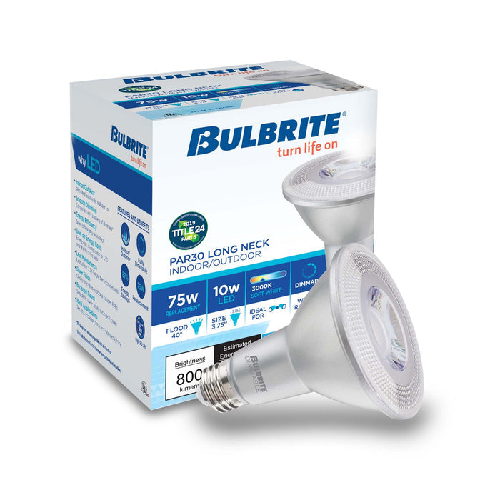 PAR30LN 10W Dimmable LED Light Bulb with E26 Base, 3000K, 800 Lumens, Flood, 6-Pack