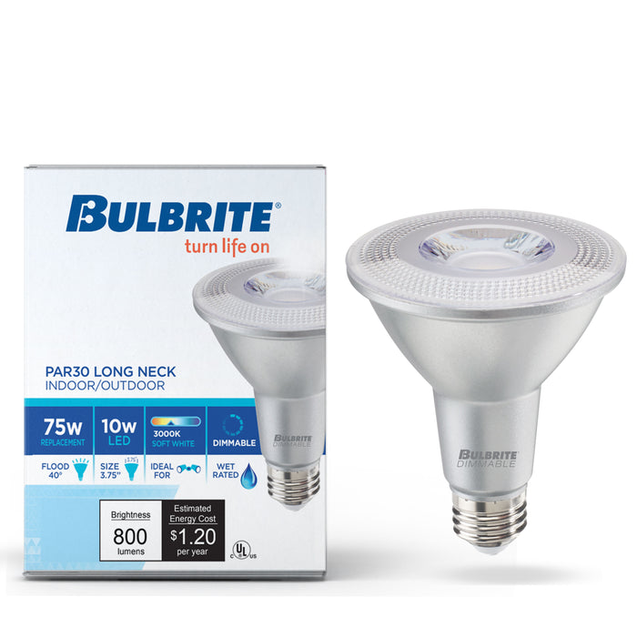 PAR30SN 10W Dimmable LED Light Bulb with E26 Base, 3000K, 830 Lumens, Flood, 6-Pack