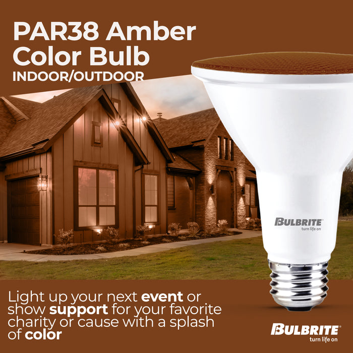 PAR38 15W Dimmable Amber LED Light Bulb with E26 Base, Very Wide Flood, 2-Pack