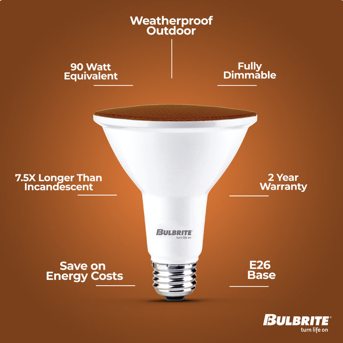 PAR38 15W Dimmable Amber LED Light Bulb with E26 Base, Very Wide Flood, 2-Pack
