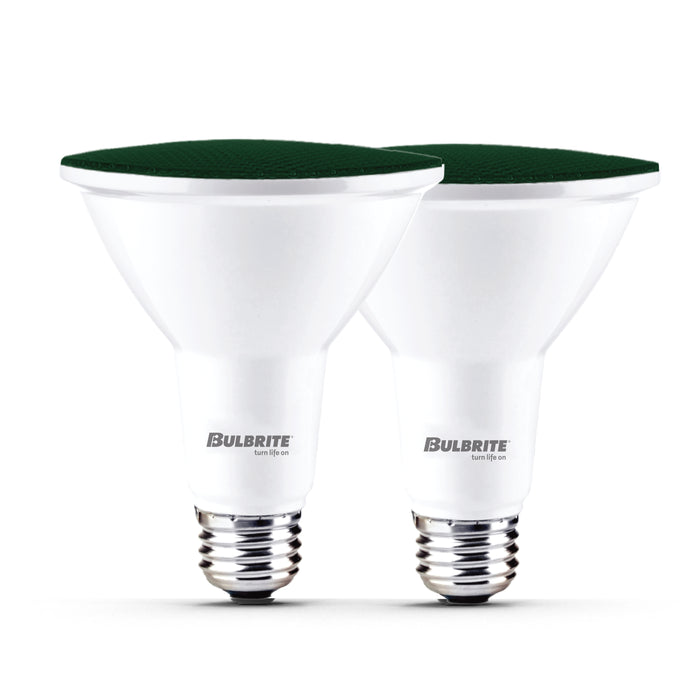 PAR38 15W Dimmable Green LED Light Bulb with E26 Base, Very Wide Flood, 2-Pack