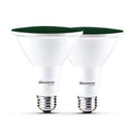 PAR38 15W Dimmable Green LED Light Bulb with E26 Base, Very Wide Flood, 2-Pack