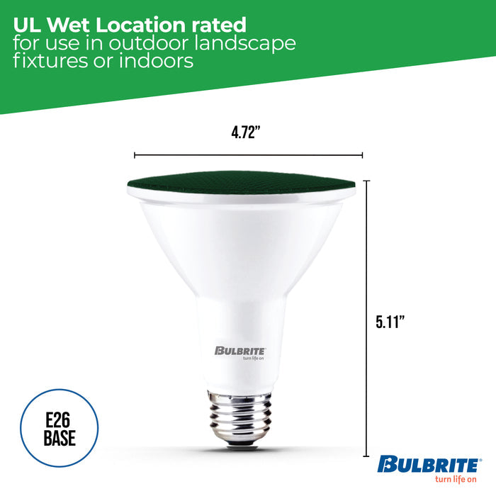 PAR38 15W Dimmable Green LED Light Bulb with E26 Base, Very Wide Flood, 2-Pack