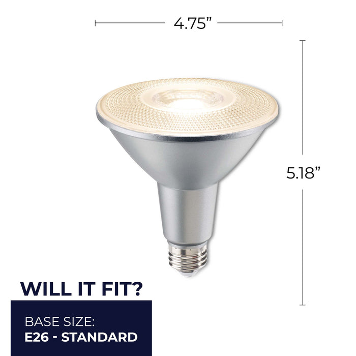 PAR38 15W Dimmable LED Light Bulb with E26 Base, 2700K, 1200 Lumens, Flood, 2-Pack