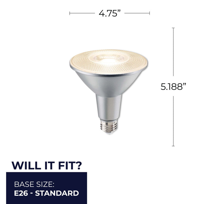 PAR38 15W Dimmable LED Light Bulb with E26 Base, 3000K, 1200 Lumens, Flood, 2-Pack