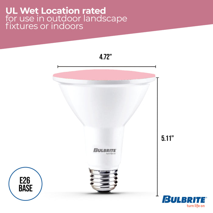 PAR38 15W Dimmable Pink LED Light Bulb with E26 Base, Very Wide Flood, 2-Pack
