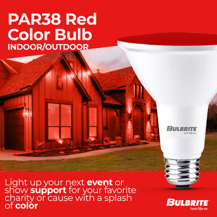 PAR38 15W Dimmable Red LED Light Bulb with E26 Base, Very Wide Flood, 2-Pack