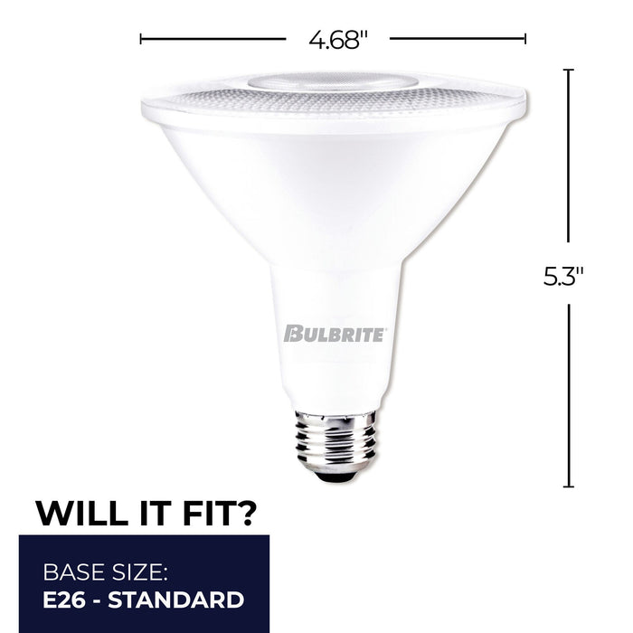 PAR38 15W Dimmable White LED Light Bulb with E26 Base, 3000K, 1200 Lumens, Flood, 4-Pack