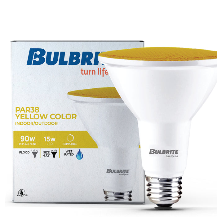 PAR38 15W Dimmable Yellow LED Light Bulb with E26 Base, Very Wide Flood, 2-Pack