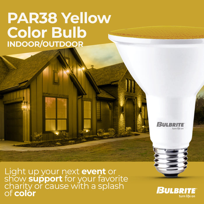 PAR38 15W Dimmable Yellow LED Light Bulb with E26 Base, Very Wide Flood, 2-Pack