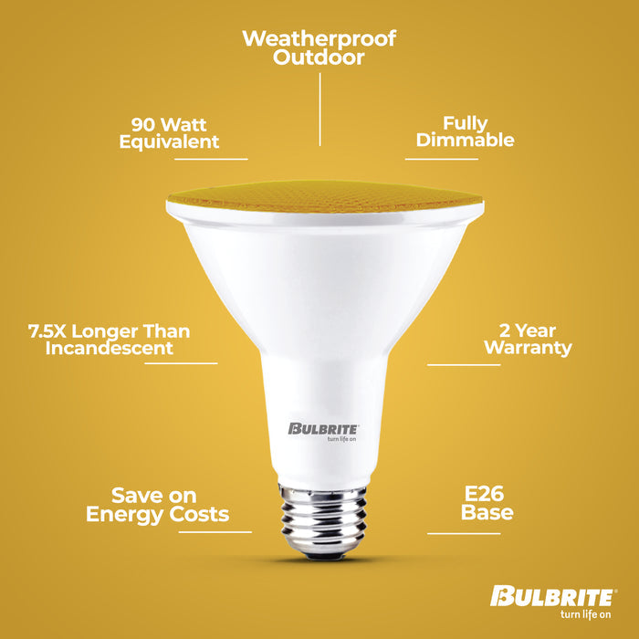 PAR38 15W Dimmable Yellow LED Light Bulb with E26 Base, Very Wide Flood, 2-Pack