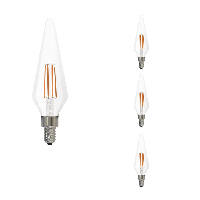 Prism 4W Dimmable Clear Filament LED Light Bulb with E12 Base, 3000K, 350 Lumens, 4-Pack