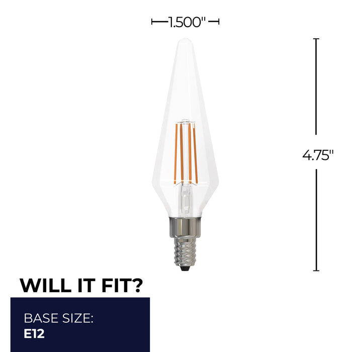 Prism 4W Dimmable Clear Filament LED Light Bulb with E12 Base, 3000K, 350 Lumens, 4-Pack