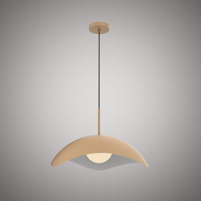 1 Lights Radiance Pendant Beige Outside/White Inside  Dimmable 60W