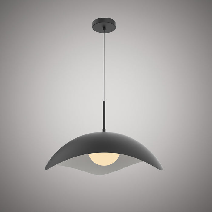 1 Lights Radiance Pendant Matte Black Outside/White Inside  Dimmable 60W