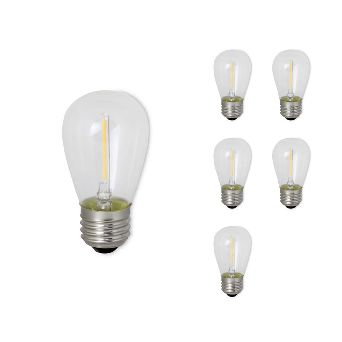 S14 0.7W Non-Dimmable Clear Filament LED Light Bulb with E26 Base, 2400K, 75 Lumens, 6-Pack