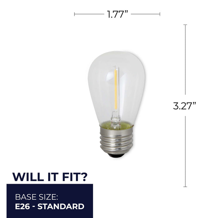 S14 0.7W Non-Dimmable Clear Filament LED Light Bulb with E26 Base, 2400K, 75 Lumens, 6-Pack