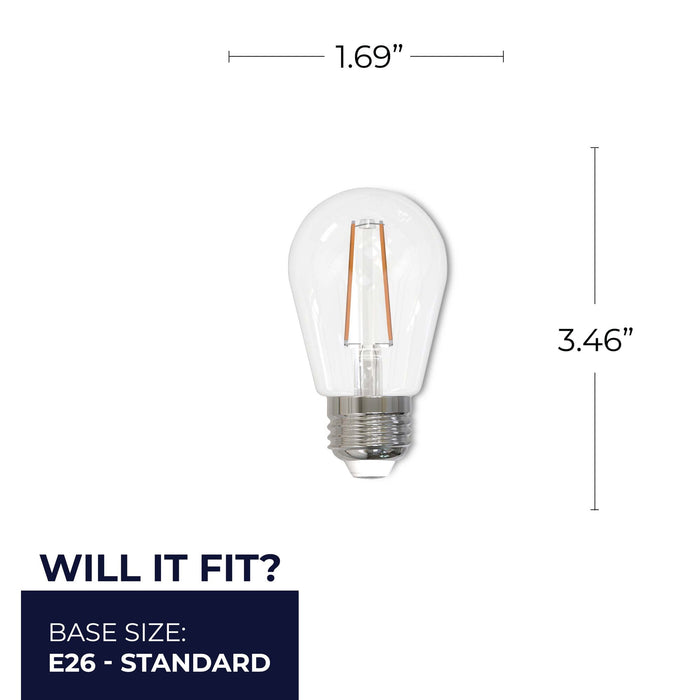 S14 2.5W Dimmable Clear Filament LED Light Bulb with E26 Base, 2700K, 250 Lumens, 4-Pack