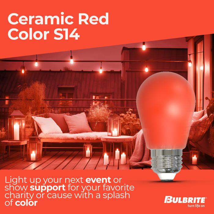 S14 2.5W Dimmable Red Filament LED Light Bulb with E26 Base, 10-Pack