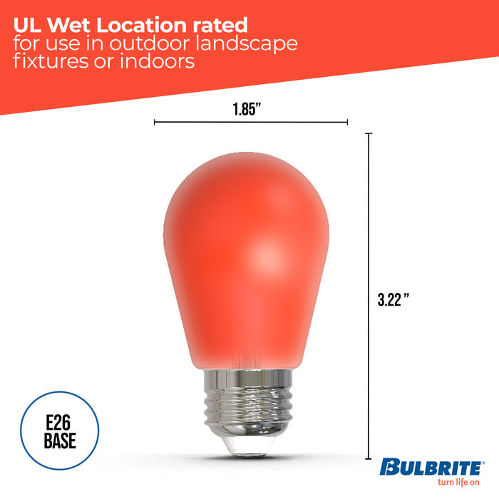 S14 2.5W Dimmable Red Filament LED Light Bulb with E26 Base, 10-Pack