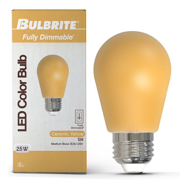 S14 2.5W Dimmable Yellow Filament LED Light Bulb with E26 Base, 10-Pack