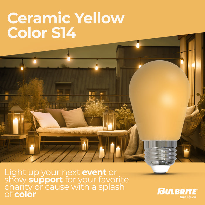 S14 2.5W Dimmable Yellow Filament LED Light Bulb with E26 Base, 10-Pack