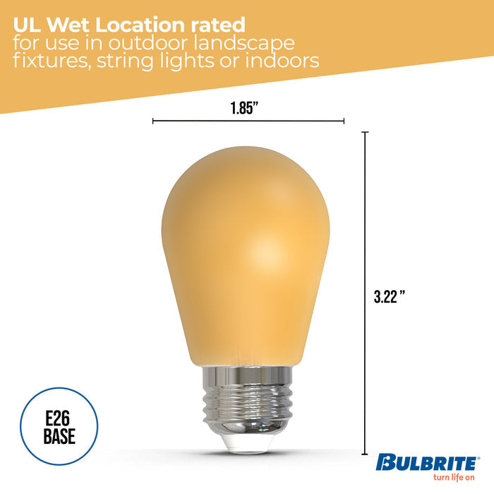 S14 2.5W Dimmable Yellow Filament LED Light Bulb with E26 Base, 10-Pack